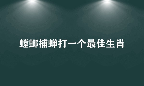 螳螂捕蝉打一个最佳生肖