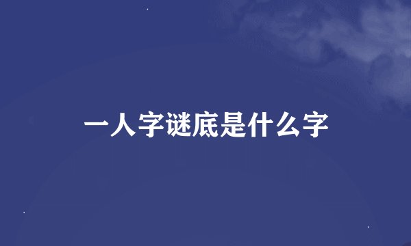 一人字谜底是什么字