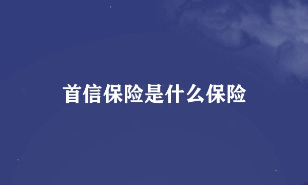 首信保险是什么保险