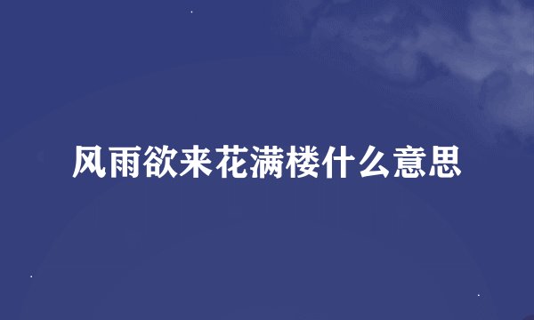 风雨欲来花满楼什么意思