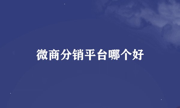 微商分销平台哪个好