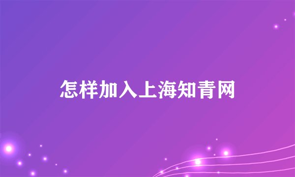 怎样加入上海知青网