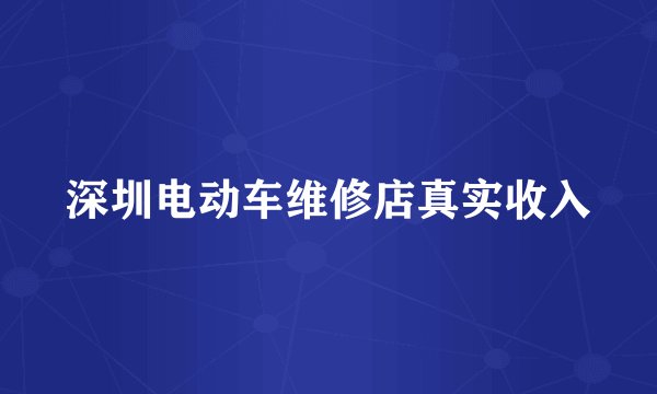 深圳电动车维修店真实收入