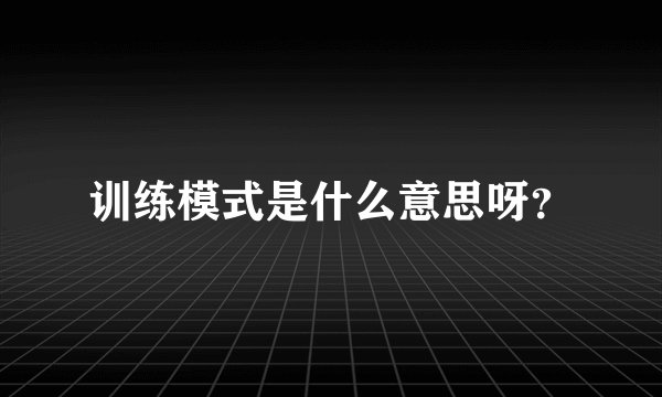 训练模式是什么意思呀？