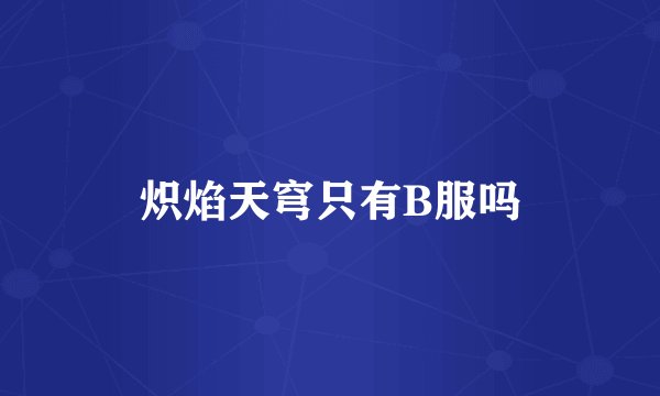 炽焰天穹只有B服吗