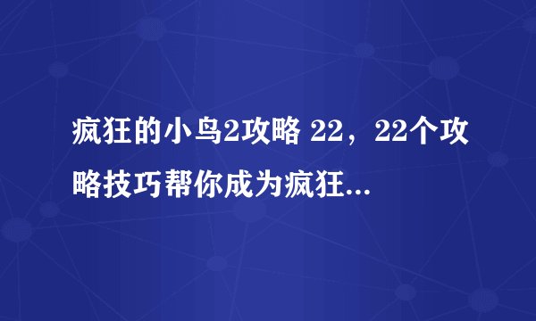 疯狂的小鸟2攻略 22，22个攻略技巧帮你成为疯狂的小鸟2高手