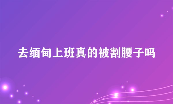 去缅甸上班真的被割腰子吗
