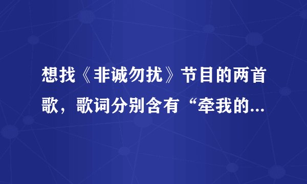 想找《非诚勿扰》节目的两首歌，歌词分别含有“牵我的手，我知道。。。。”“我才知道，所谓的美好。。。