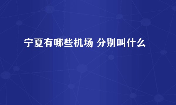 宁夏有哪些机场 分别叫什么