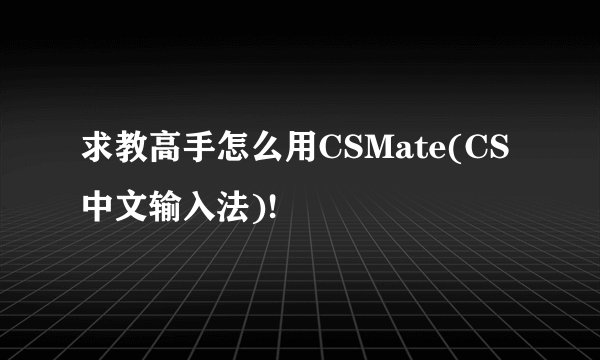 求教高手怎么用CSMate(CS中文输入法)!
