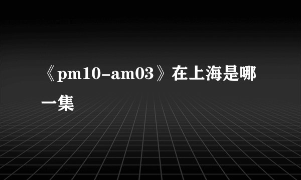 《pm10-am03》在上海是哪一集