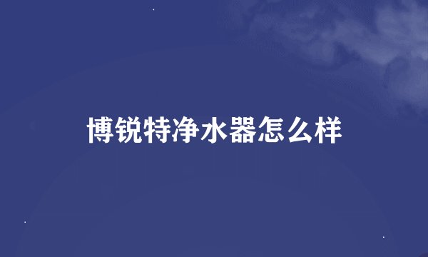 博锐特净水器怎么样