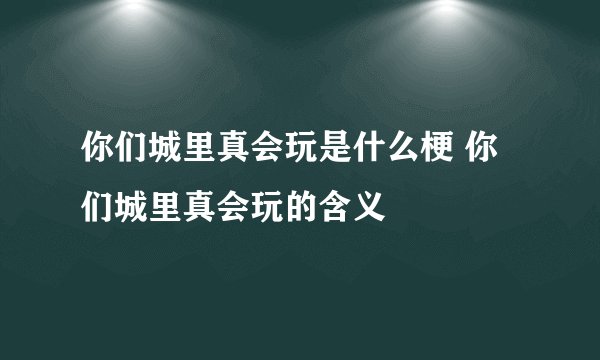 你们城里真会玩是什么梗 你们城里真会玩的含义