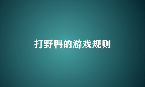 打野鸭的游戏规则