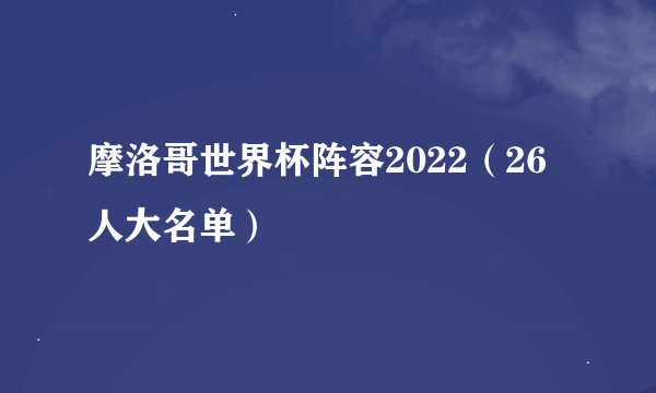 摩洛哥世界杯阵容2022（26人大名单）