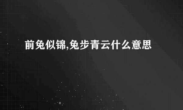 前兔似锦,兔步青云什么意思