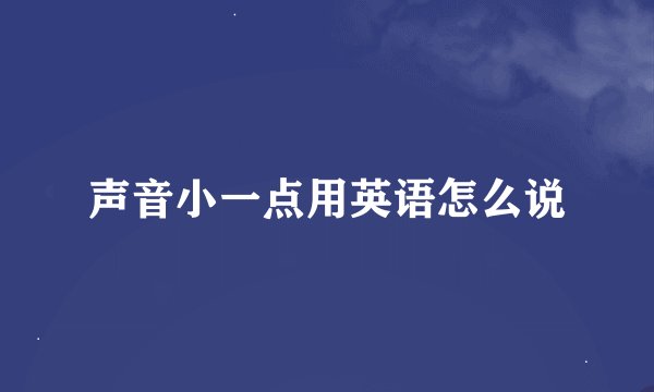 声音小一点用英语怎么说