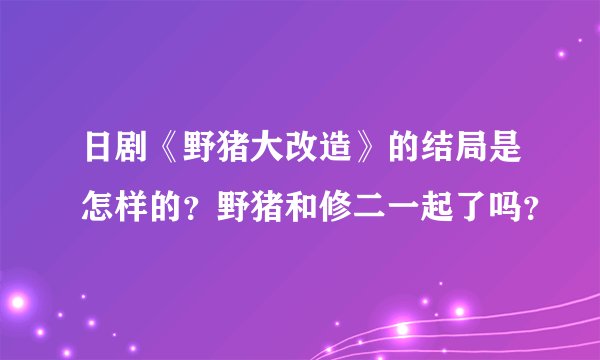 日剧《野猪大改造》的结局是怎样的?野猪和修二一起了吗?