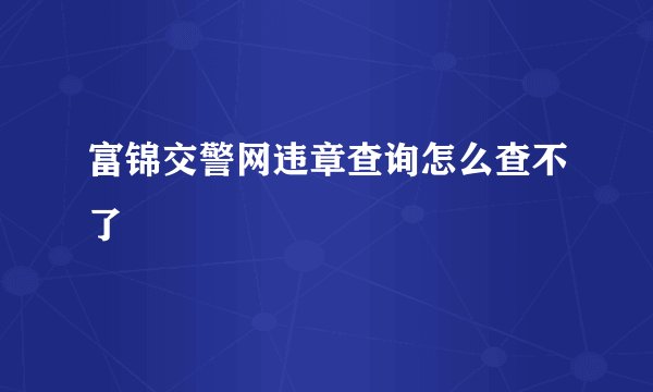 富锦交警网违章查询怎么查不了