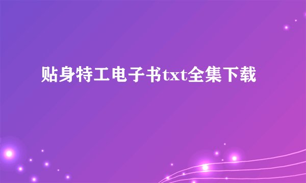 贴身特工电子书txt全集下载