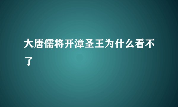 大唐儒将开漳圣王为什么看不了