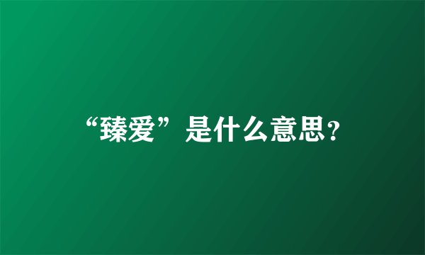 “臻爱”是什么意思？