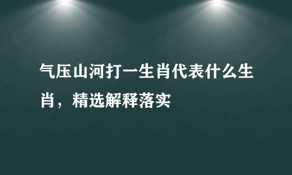 气压山河打一生肖代表什么生肖,精选解释落实