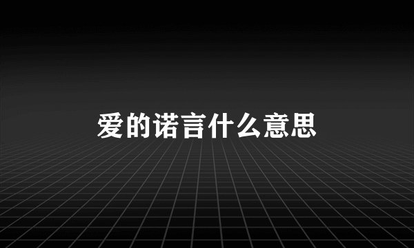 爱的诺言什么意思