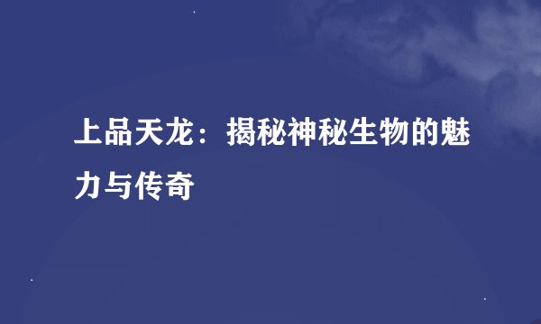 上品天龙：揭秘神秘生物的魅力与传奇
