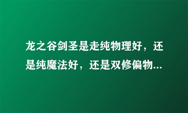 龙之谷剑圣是走纯物理好,还是纯魔法好,还是双修偏物理好??