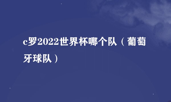 c罗2022世界杯哪个队（葡萄牙球队）