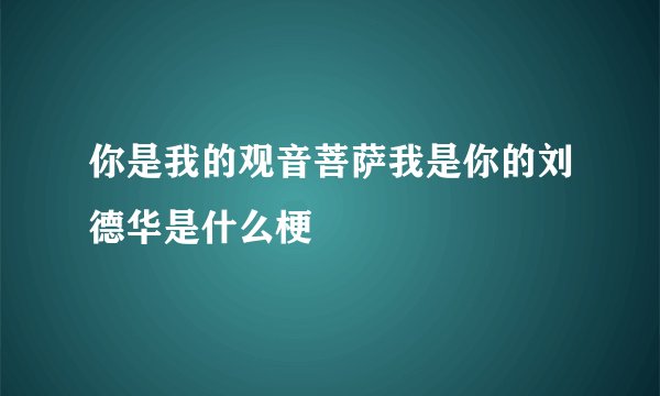 你是我的观音菩萨我是你的刘德华是什么梗