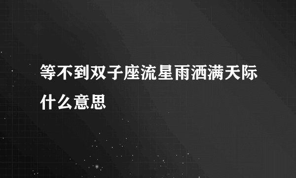 等不到双子座流星雨洒满天际什么意思