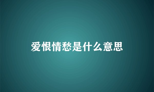 爱恨情愁是什么意思